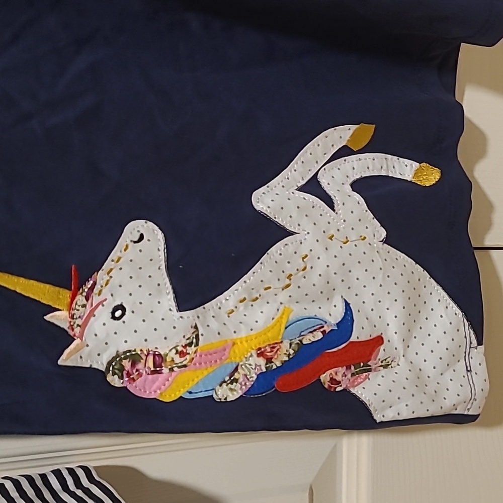 Girls Navy Blue Unicorn Dress - Picture 2 of 4